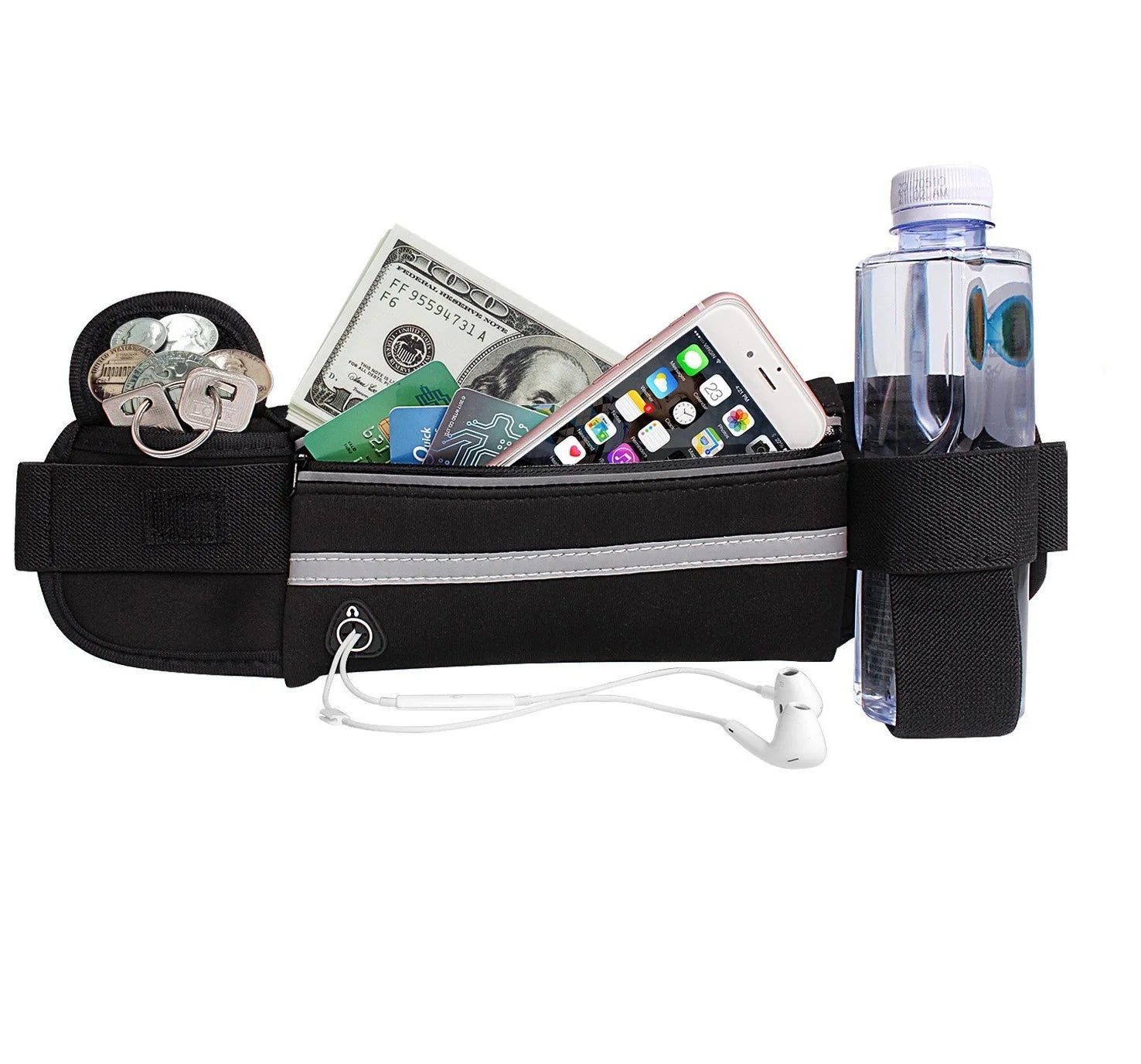 Waterproof Fanny Pack Divider Pocket Water Bottle Holder Running Jogging Waist Belt Bag