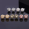 Hot Selling Fashionable Men's Full Diamond Round Copper Cufflinks Luxury Men's Suit Accessories