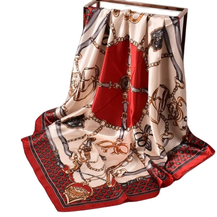 Women's Scarf Custom Silk Twill Hand Rolled Machine Satin Silk New Fashion Digital Printed Muslim Headscarf Hijab for Women
