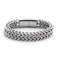 BMZ 2026 New Titanium Steel Bracelet Men's Bracelet Stainless Steel Double Row square logo Chain Clasp Bracelet