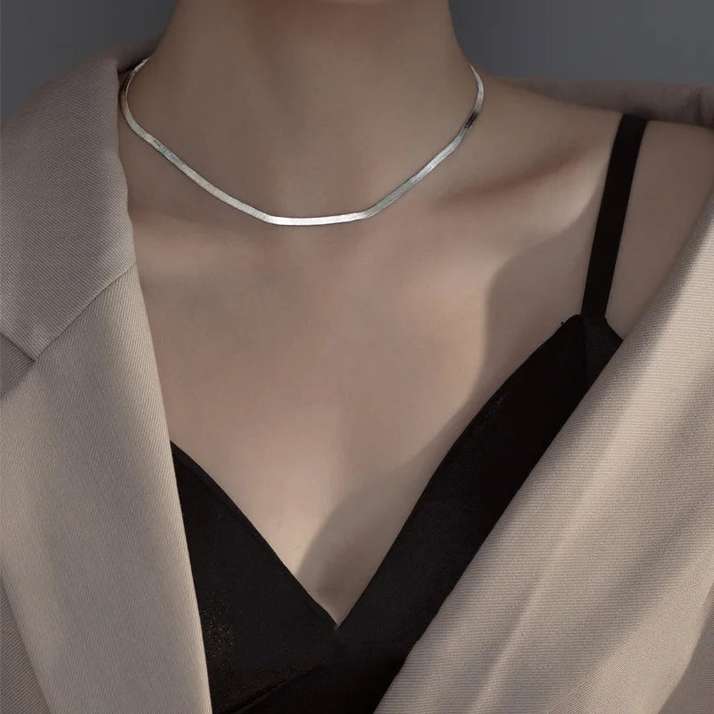 925 Sterling Silver Snake Necklace Jewelry Women Ladies S925 Silver Chokers Necklaces Jewellery