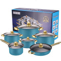 Blue 12 PCS Stainless Steel Multifunctional Cooking Pot Milk Pot Cookware Kitchenware Cookware Set