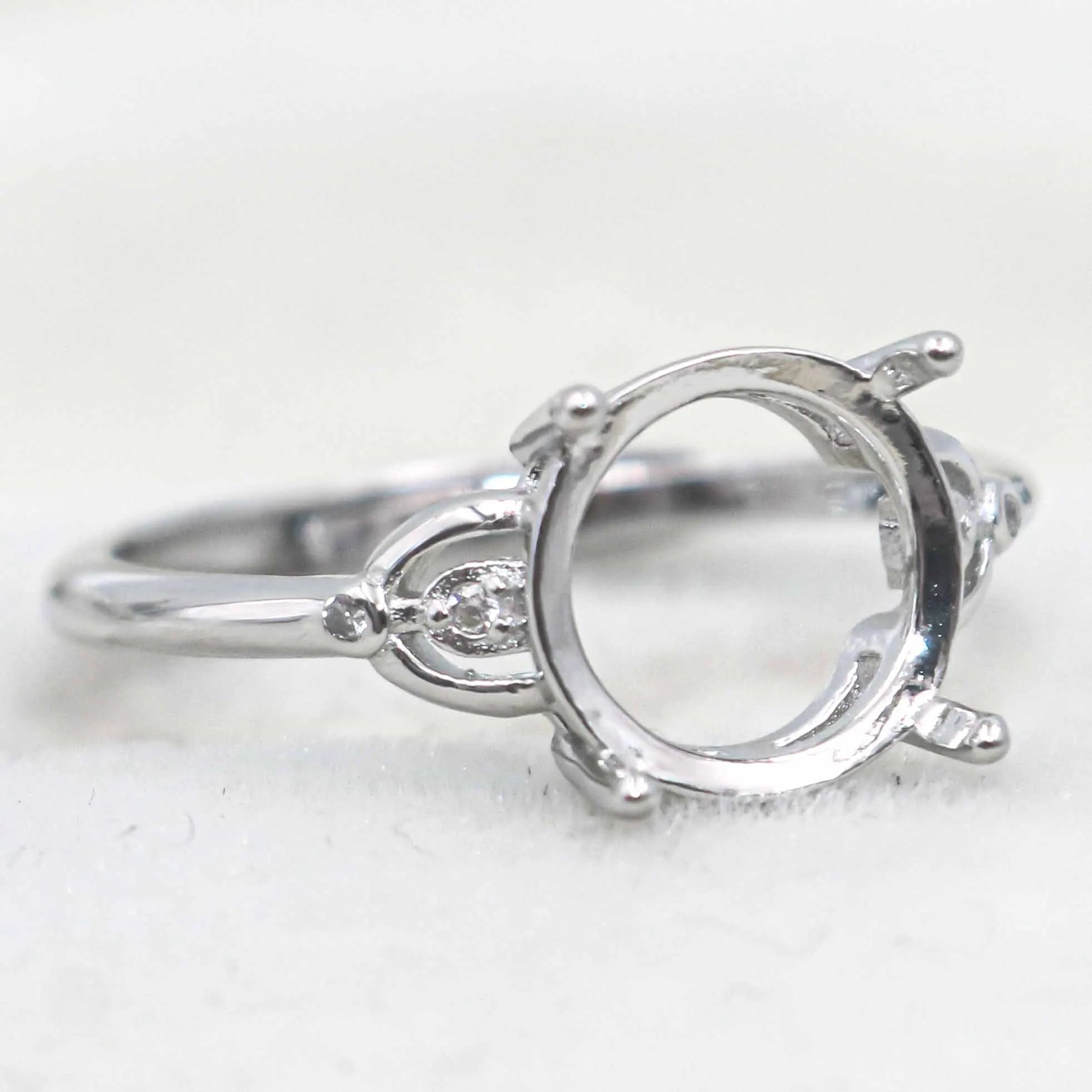 Sterling Silver 9*9mm Semi Mount Ring Empty Frame Blank Support Claw Setting S925 Base Holder Without Center Stone for DIY Inlay