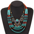 Wholesale Indian Fashion Ethnic Exaggeration Women Jewelry Statement Bib Heavy Big Choker Necklace BOHO Bohemia Necklace