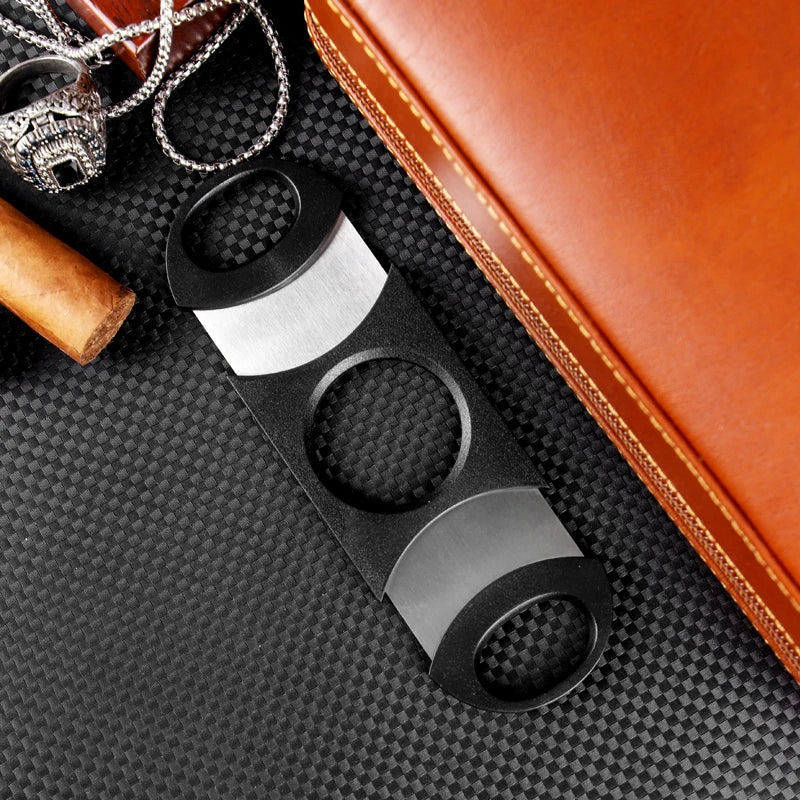 Hot Sale Custom logo Boutique Luxury  Black Stainless Steel Cigar Cutter