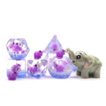 Factory Direct Custom DND Transparent Resin Purple Elephant Dice Set for Sale