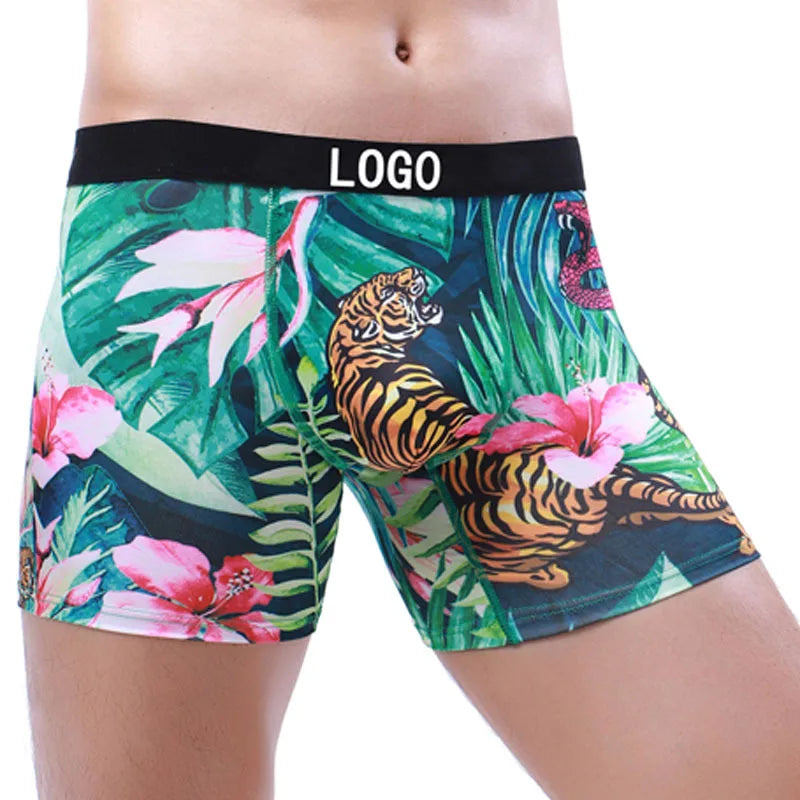 Wholesale Boys Sports Underwear Digital Printing Men's Boxer Shorts Breathable Customizable Logo Free Size for Plus Fat Guys