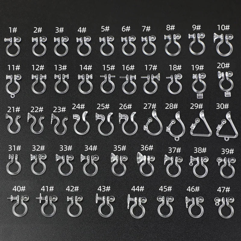 Hypoallergenic Transparent Resin DIY Earrings Accessories U Shaped Droplet Design Clip-On No Pierced Jewelry Making