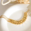 Ins Titanium Steel 18k Gold Plated Snake Bone Chain Necklace Stainless Steel Small Cubes Choker Necklace