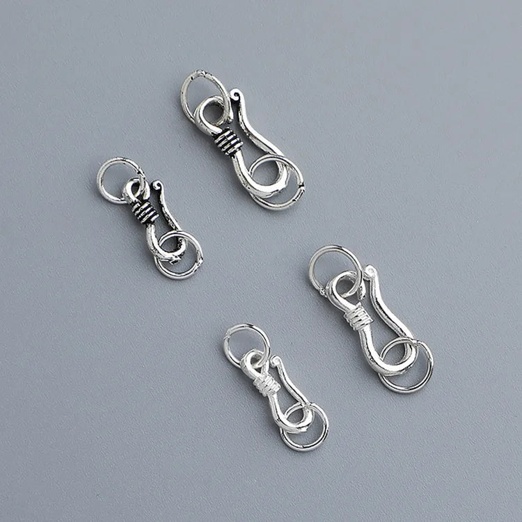 8-Character Button S Hook Clasps 925 Silver Plated Custom Hook and Eye Swivel Clasp for Garment and Jewelry Making
