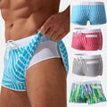 2025 New Men's Double Layer Beach Pants Vertical Stripe Quick Dried Swimsuit Stripe Swim Trunk