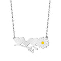 Fatingna Little Daisy Necklace for Women Female Temperament Cold Style Peach Heart Lettering Clavicle Chain Stainless Steel