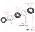 DIN6797 Stainless Steel 304 316 Star Lock Push-On Retaining Washer High Strength 65Mn Corrosion Resistant Metric Size Speed Clip
