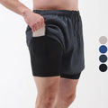 Wholesale Customized 2 in 1 Solid Casual Bodybuilding Shorts Drawstring Closure Inner Pockets Gym Running Workwear Mens Shorts