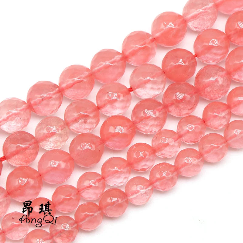 Wholesale Faceted Red Watermelon Glass Beads 4-12MM Round Faceted Red Glass Beads for Jewelry Making