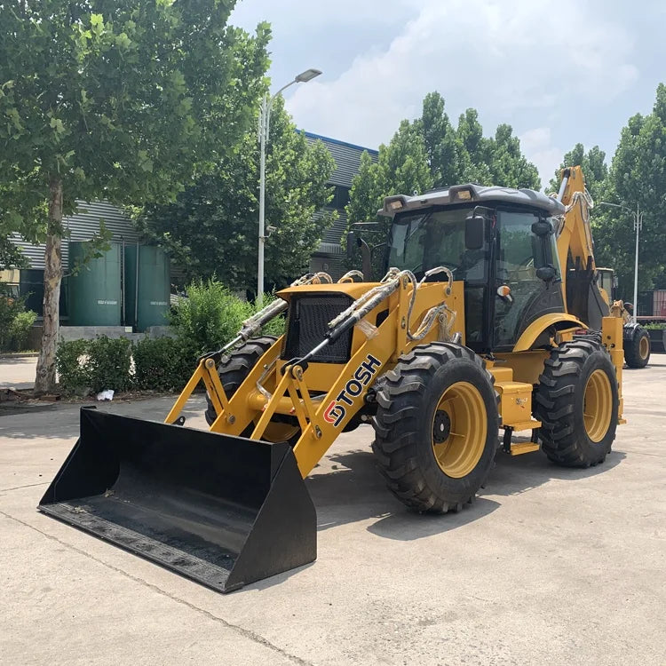 TOSH 4x4 Diesel Engine EPA Euro 5 Cummins 50HP 76KW 92HP 100HP Hydrostatic Transmission Joystick Control Backhoe Loader