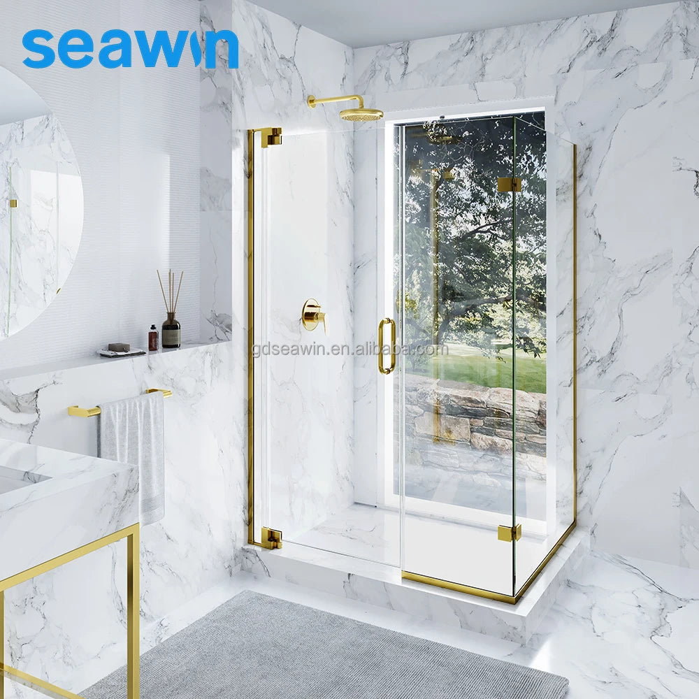 Luxury 10mm Tempered Glass Hinge Rectangle Tray Straight Appearance Sliding Open Frameless Shower Door for Hotels for Bathrooms