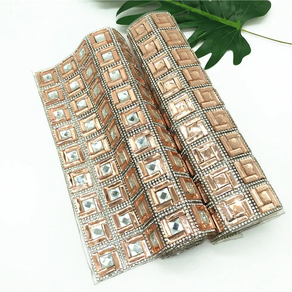 Wholesale Transparent Square Crystal Mesh Flatback Adhesive Clothing Accessories Crystal Rhinestone Fabric