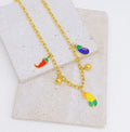 BOHEMIA Necklace Tarnish Free Fruit Charms Cherry Strawberry Corn Pendant Chain Necklace Stainless Steel 18K Gold Plated Jewelry