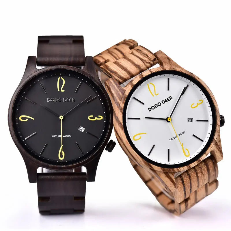 DODO DEER Relogio Masulino Elegant Men Quartz Watches Custom Logo Wooden Wrist Watch