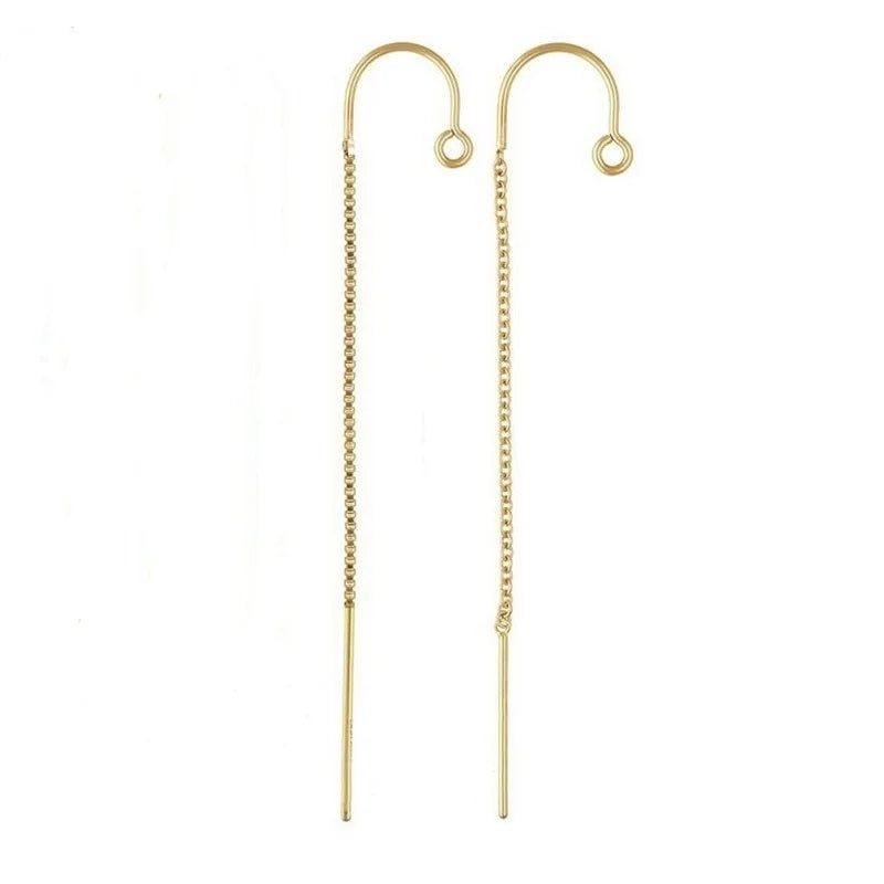 Real 14K Gold Filled Ear GF Threader U-Threader Cable Box Chain Wire for Jewelry Findings Making Earrings Accessories