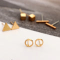 Custom Stainless Steel Geometric Figure Earrings Designs Round Circle Triangle Cube Cylinder Stud Earrings With Chain