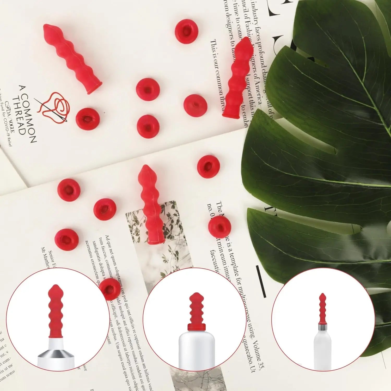 Silicone Cartridges with Red Latex Nozzle Caps Lids and Bottle Closures Sealing Caps Product Type