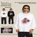 2025 Spring Street Trend Retro Letter Printed Long Sleeve 225G Creative Fruit Digital Printed Long Sleeve Top T-shirt
