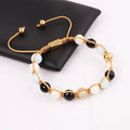 New Fashion 8mm Natural Stone Jewelry Jade Onyx Freshwater Pearl Custom Logo Macrame Braided Women Friendship Bracelet