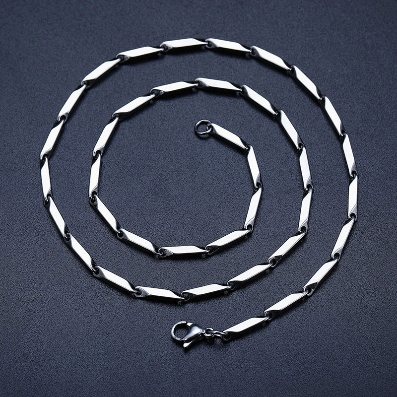 Fashion Mens Rhombus Chain Necklace Melon Stainless Steel Chain Women Necklace for Pendant Male Choker Jewelry Wholesale Cheap