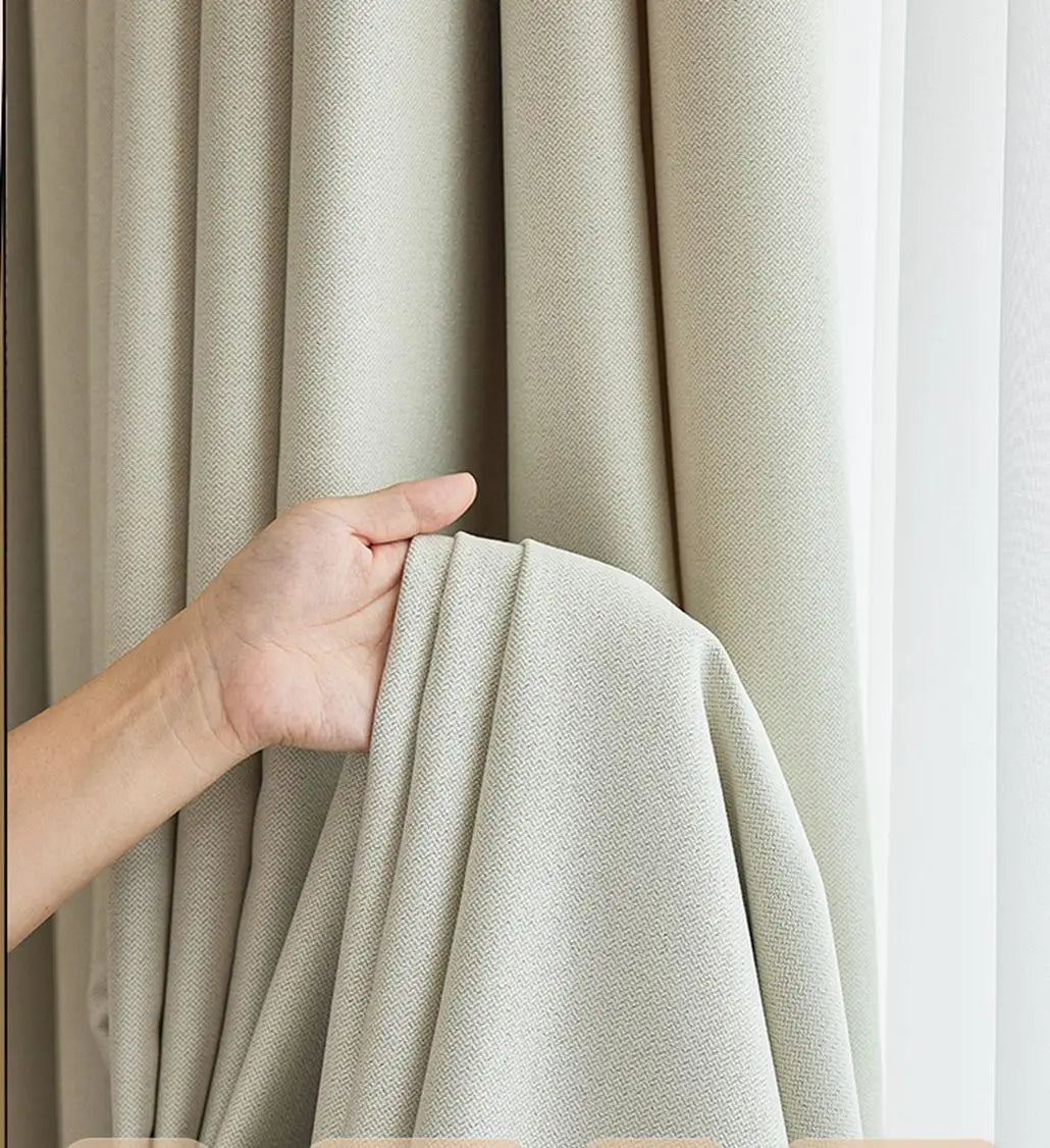 2.80m Factory Supply Drapely Two Side Linen Style Soundproof Blackout Curtain Fabric Window Treatments