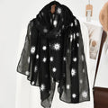 Fashion Ethnic Scarf for Muslim Women Soft Polyester with Plain Flower Pattern Print
