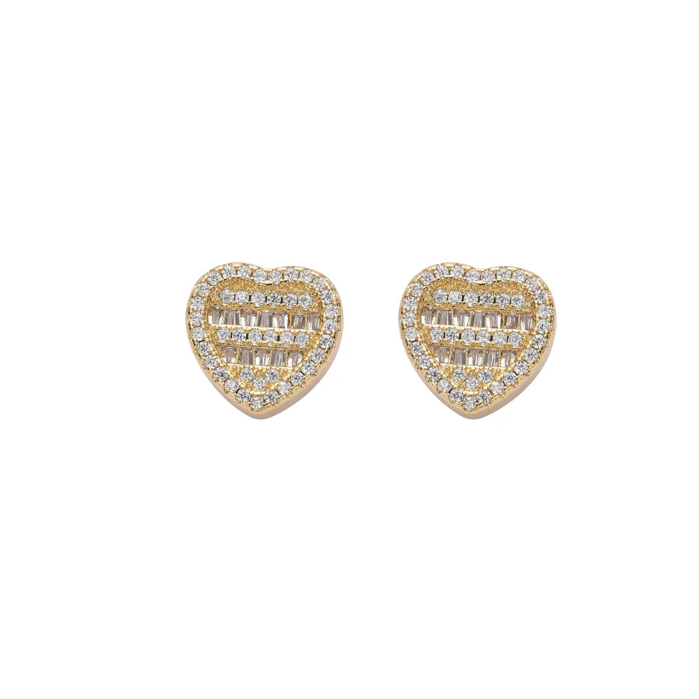 E021 Cubic Zirconia Earrings CZ Earrings Brass Setting Zircon Stud Earrings Hip Hop Iced Out