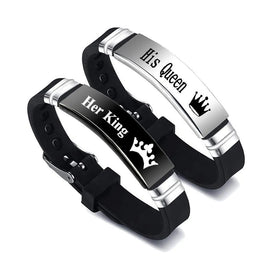 SC Hot Sale Creative Couple Bracelet Gift Cool Silicone Bracelet Fashion Her King His Queen Crown Bracelet for Couple