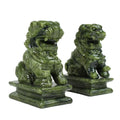 1 Pair China Green Jade Carved Fengshui Foo Fu Dog Guard Door Stone Lion Office Decor Ornaments Gift