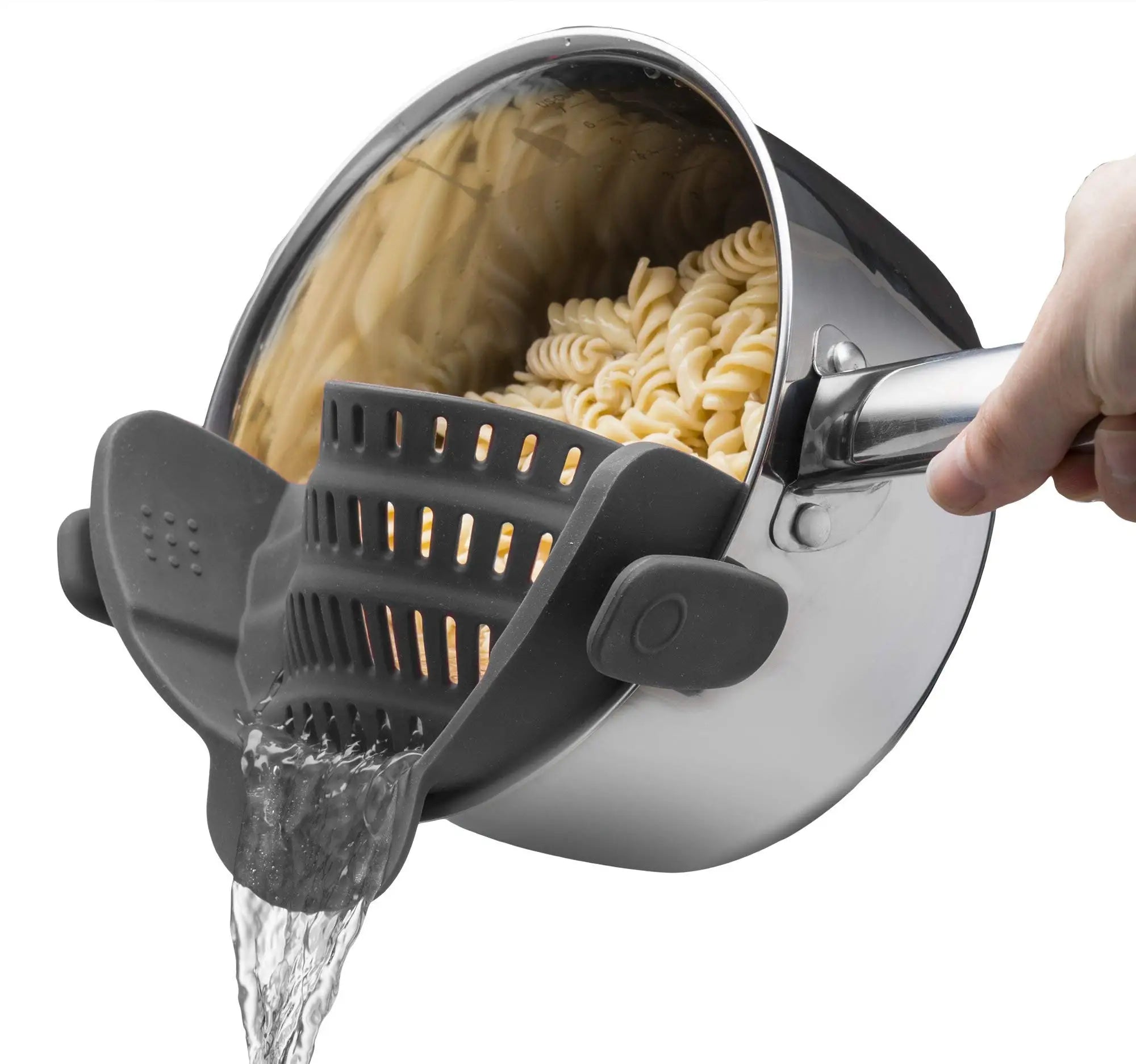 Adjustable Silicone Clip on Strainer for Pots Pans and Bowls - Gray & Green