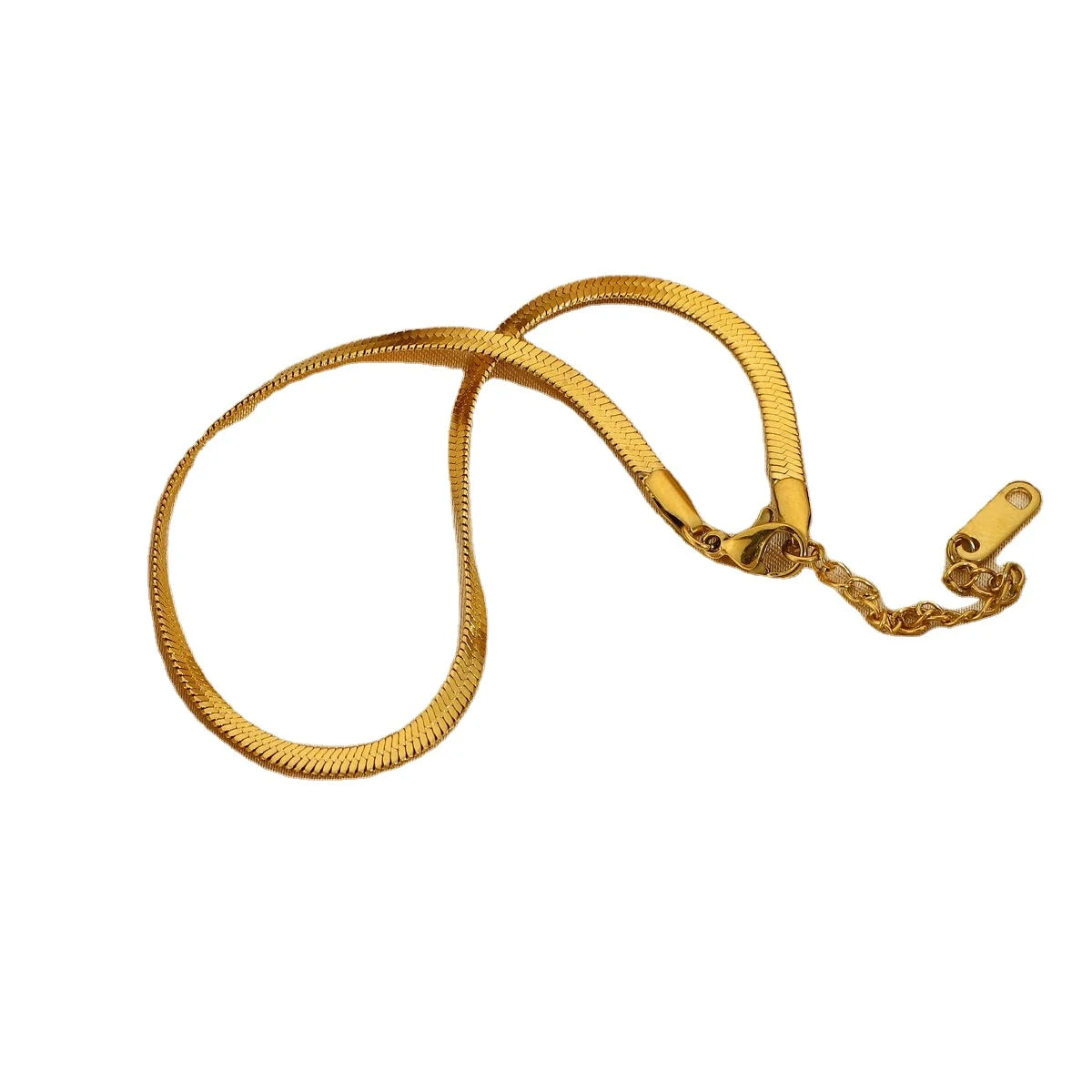 Custom 14K 18k Gold Plated Stainless Steel Minimalist Women Jewelry 3mm 4mm 5mm Flat Herringbone Snake Chain Anklet Bracelet