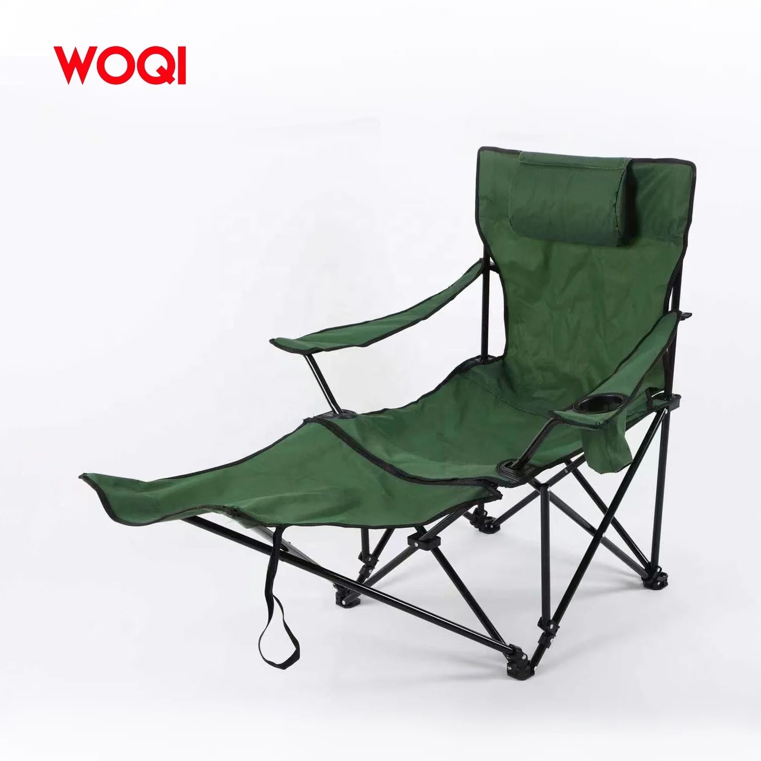 WOQI Modern Iron Lightweight Outdoor Portable Folding Recliner Camping Chair for Leisure Lunch Rest Beach