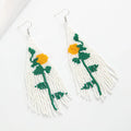 Trendy Women's Hand-Woven Acrylic Beads Flower Huggie Earrings Glass Beads Fashion Drop Jewelry