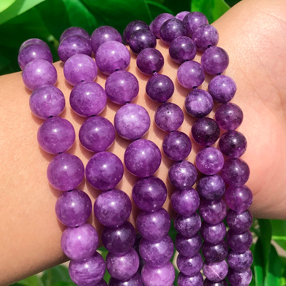 Wholesale Round Smooth 6/8/10MM Dyed Amethysts Stone Loose Beads For Jewelry Making Necklace