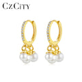 CZCITY Earing Woman 2026 Pearl Hoop New Gold Design Summer Charm Fashion Designer Small Beaded Tassel Earring