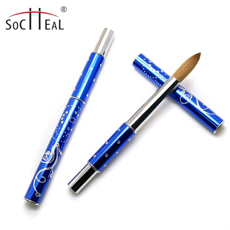 Blue Metal Handle with Custom logo Kolinsky Acrylic Nail Brush #8-#24 for Acrylic Application
