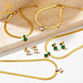New Arrival Stainless Steel Snake Chain Necklace Bracelet Fashion Jewelry Zirconia Jewelry Sets for Women