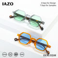 Personalized Small Frame Sunglasses Polygonal Fashion Dazzling Glasses Available in Blue White Gold Yellow-Unisex Wholesale