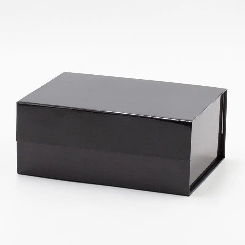 Custom Lamination Glossy Black Rigid A5 Deep Foldable Gift Box with Magnetic Closure