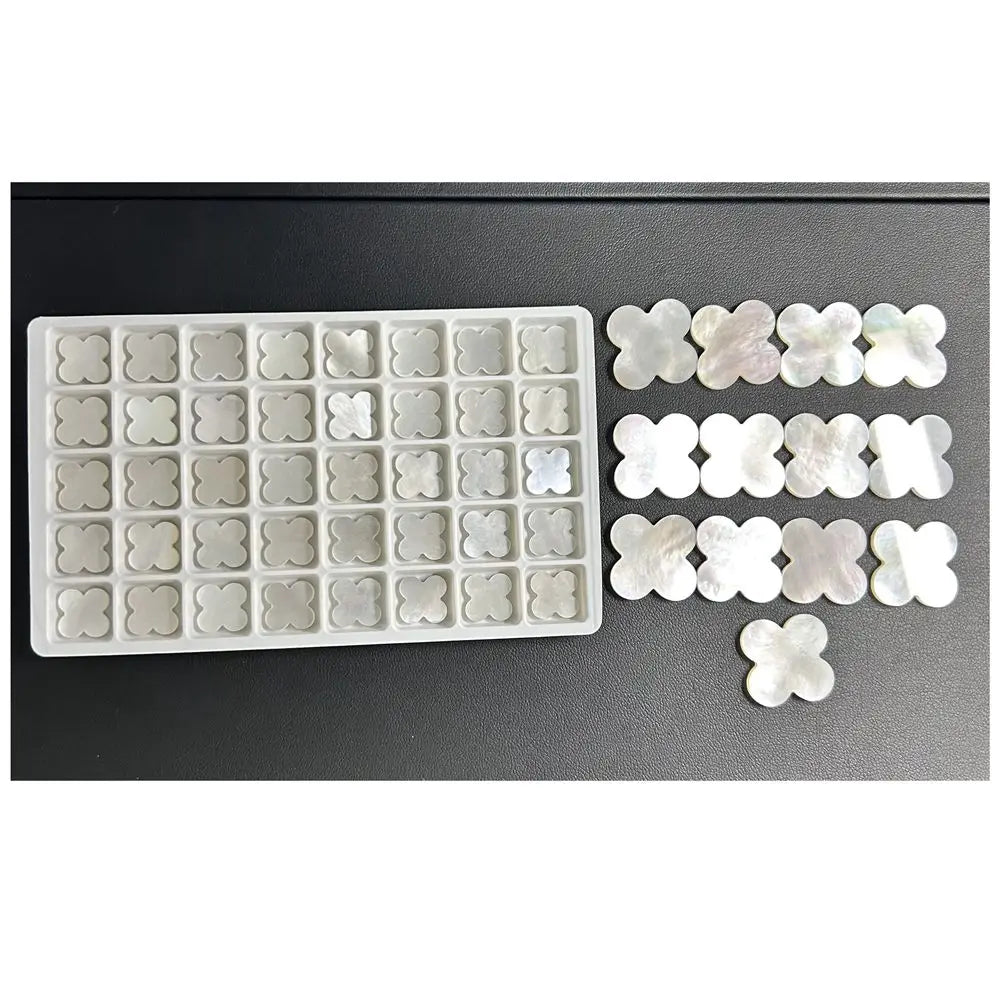 HQ Gems 13x13x2mm Four Leaf Clover Stones Hight Quality White Color Mother of Pearl Shell for VC Jewelry