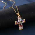 Vibrant Stainless Steel Cross Pendant Necklace with Zircon for Hop Fashion Parties