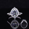 14k White Solid Gold Grey Moissanite Stone Ring with Lab Grown Diamond Jewelry Ring