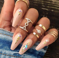 Gold Plated Knuckle Rings for Girl  Women Jewelry Latest Design Rings Set