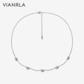 VIANRLA Necklace 925 Sterling Silver Bead Pendant Herringbone Chain Necklace Dainty Jewelry